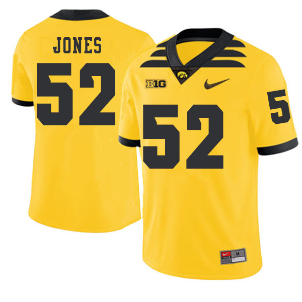 2019 Men #52 Amani Jones Iowa Hawkeyes College Football Alternate Jerseys Sale-Gold - Click Image to Close
